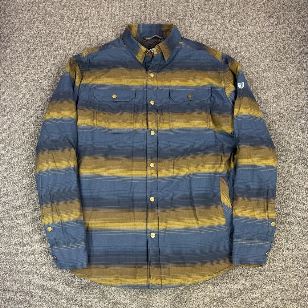 Kuhl Joyrydr Jacket Mens Large Plaid Flannel Sherpa Lined Shacket Button Snap